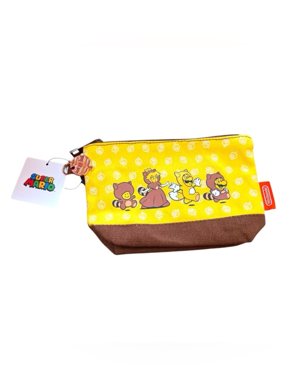 Nintendo Super Mario Power Up‎ Tanooki Mario Pouch Bag NWT Toad In Hand